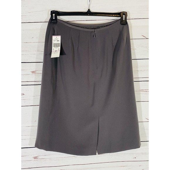 Kasper Skirt Womens Sz 6 Petite Solid Gray Back Zipper & Vent Career Lined - Picture 2 of 10